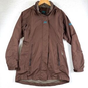 Helly Hansen Helly Tech Rain Jacket Womens XS Brown Waterproof Hooded Parka Coat